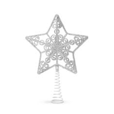 Family Špica za božično drevo - oblika zvezde - 20 x 15 cm - srebrna