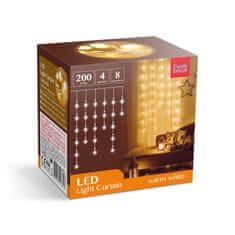 Family Zunanja svetlobna zavesa s 200 LED diodami 4,2m, topla bela, omrežno napajanje, IP44 - 8 programov