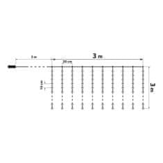 Family Zunanja svetlobna zavesa 3 x 3 m s 300 toplo belih LED diodami - 230V - z daljinskim upravljalnikom