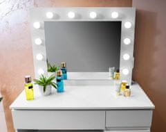 Aga Toaletna miza z ogledalom, osvetlitvijo in el.vtičnica + taburet Mat bela