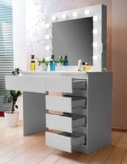 Aga Toaletna miza z ogledalom, osvetlitvijo in el.vtičnica + taburet Mat bela