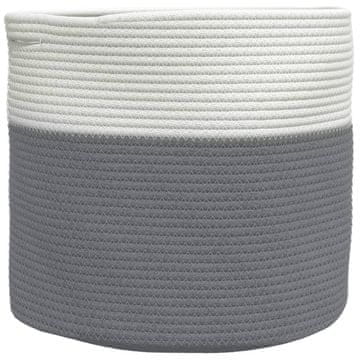 Vidaxl Košara za shranjevanje siva in bela Ø40x35 cm bombaž