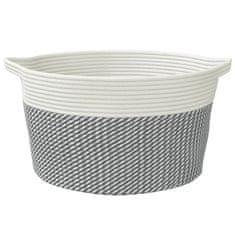 Vidaxl Košara za shranjevanje siva in bela Ø40x25 cm bombaž