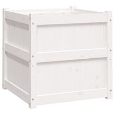 Vidaxl Vrtno cvetlično korito belo 60x60x60 cm trdna borovina
