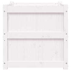 Vidaxl Vrtno cvetlično korito belo 60x60x60 cm trdna borovina