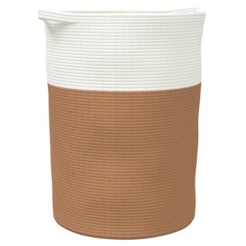 Vidaxl Košara za shranjevanje rjava in bela Ø49x65 cm bombaž