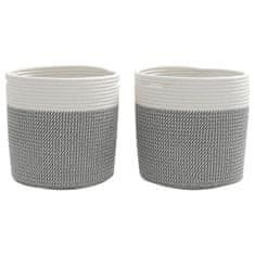 Vidaxl Košara za shranjevanje 2 kosa siva in bela Ø28x28 cm bombaž