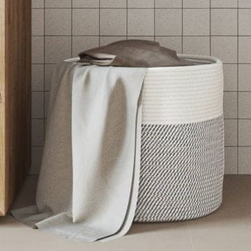 Vidaxl vidaXL Košara za shranjevanje siva in bela Ø40x35 cm bombažna