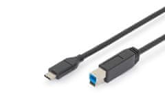 Digitus povezovalni kabel usb 3.0 superspeed 5gbps tipa usb c/b m/m power delivery črn 1,8 m