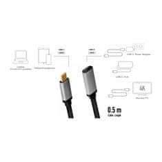 LogiLink kabel usb-c m/f,4k/60hz aluminij 0,5m