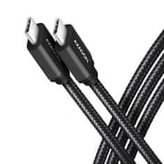AXAGON bucm3-cm15ab kabel usb-c - usb-c, 1,5 m, pd 60w, 3a, alu, pleten črn
