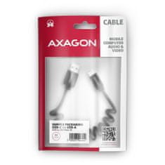 AXAGON bucm-am10tb twister kabel usb-c - usb-a, 0,6 m, usb 2.0, 2.4a, alu, pvc črn