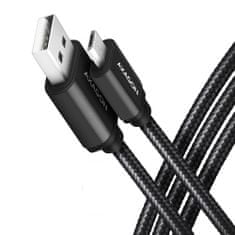 AXAGON bumm-am15ab microusb - usb-a kabel, 1,5 m, usb 2.0, 2.4a, alu, pleten, črn