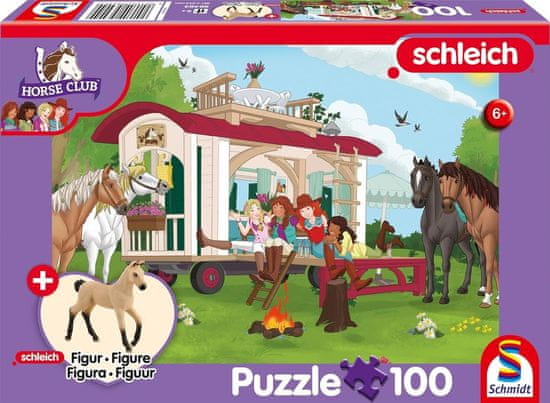 Schmidt Sestavljanka Schleich Ognjišče v prikolici 100 kosov + figurica Schleich