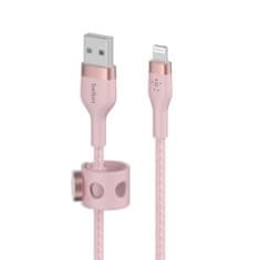 Belkin boostcharge kabel USB-a z Lightning silicijevim kablom 3 m, roza