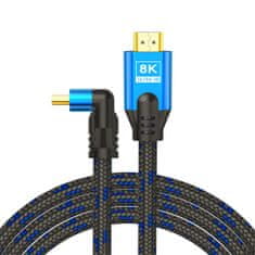 SAVIO kabel hdmi (m) v2.1, kotni, 5 m, 8k, bakreni, modri/črni, zlati nastavki, ethernet/3d, cl-175