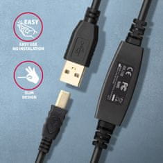 AXAGON adr-210b usb 2.0 a-m -&gt; b-m aktivni priključni kabel/ojačevalnik 10m