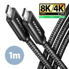 AXAGON bucm4x-cm10ab kabel usb-c - usb-c, usb4 gen 3x2 1m, pd 240w, 8k hd, alu, pleten črn