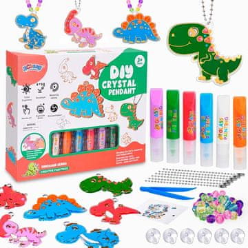 Netscroll Komplet za slikanje s kristali in izdelovanje obeskov, ustvarjalni komplet za otroke, 6x akrilnimi obeski, 6x barve, diamanti, ArtCraft