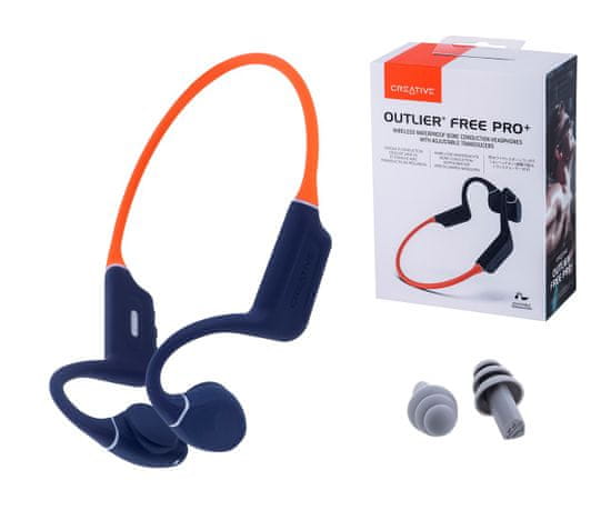 Creative slušalke s kostno prevodnostjo creative outlier free pro+ brezžične, vodoodporne oranžne