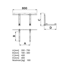 Tecnosystemi Konzola za klimo s prečko 465 x 420 SCD500120 antracit