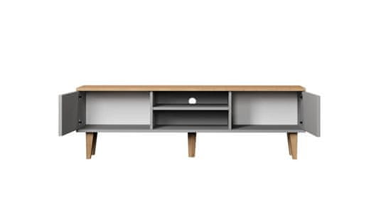 Furnitura TV OMARICA 160 CM DENVER - SIVA/HRAST
