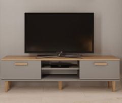Furnitura TV OMARICA 160 CM DENVER - SIVA/HRAST
