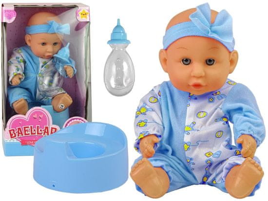 Lean-toys Igrača dojenček s kahlico in stekleničko, 24 cm