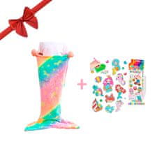 Netscroll Darilni set Otroška odeja v obliki repa morske deklice, ki se sveti v temi + set za ustvarjanje z diamanti in nalepkami, odeja morska deklica, glow in the dark, SparkleMermaid