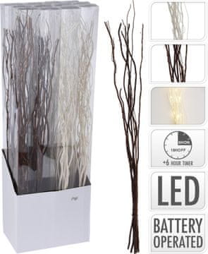 STREFA Dekoracija VRBA 75cm, 24LED topla bela s časovnikom mix