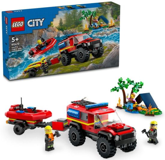 LEGO City 60412 gasilsko vozilo 4x4 in reševalni čoln