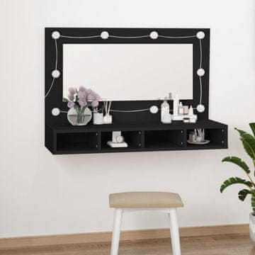 Vidaxl vidaXL Omarica z ogledalom z LED osvetlitvijo črna 90x31,5x62 cm