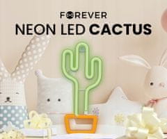 Forever Cactus Neon LED luč, dekorativna, USB/3x AA, stikalo za vklop/izklop, zeleno-oranžna