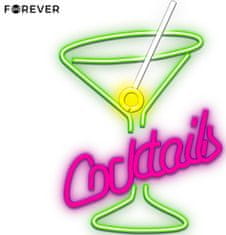 Forever Cocktails Neon LED luč, dekorativna, prilagodljiva svetlost, USB, stikalo za vklop/izklop, zeleno-rumeno-belo-roza