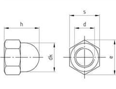 STREFA Zaprta matica DIN 1587 M8 iz nerjavečega jekla A2 / paket 500 kosov