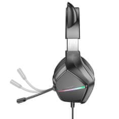 Borofone BO106 gaming slušalke z mačjimi ušesi USB / 3.5mm jack, črna/roza