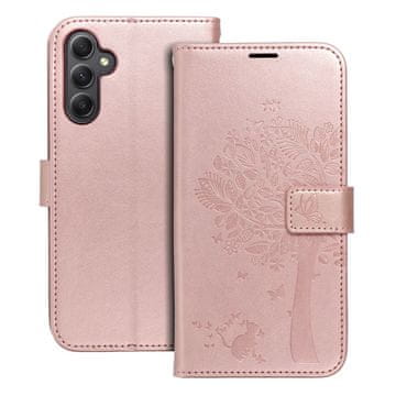 OEM Torbica MEZZO Book za SAMSUNG A34 5G, motiv drevesa, zlato-roza