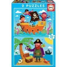 Educa Komplet 2 puzzle sestavljank Educa 20 Kosi Pirati