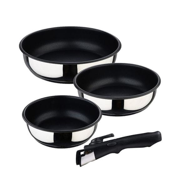 Bergner Komplet ponev Bergner Click & Cook Nerjaveče jeklo (3 Kosi)