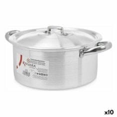 Ponev s pokrovom Srebrna Aluminij 4 L 24 x 13 x 31 cm (10 kosov)