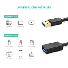 Ugreen USB 3.0 podaljšek (M na Ž) črn 2m - polybag