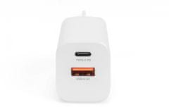 slomart omrežni polnilnik napajanje 1x usb-a 12w 1x usb-c 18w pd 3.0 max. 30w bela