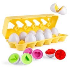 Mormark Poučna igrača za učenje barv in številk, Didaktična igrača, Igrača za otroke, Komplet s škatlo in 12 jajci, Igra parov | EGGCELLENT