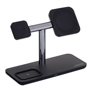 Unitek UNITEK 3-v-1 Magnetni Polnilec za iPhone, 15W, USB Type-C, Hitro Polnjenje, Črna/Siva