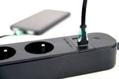 slomart gembird pametni napajalnik s polnilnikom USB 4 vtičnice sl, črna