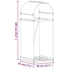 Vidaxl Nosilec za polena srebrn 40x45x100 cm pocinkano jeklo
