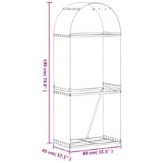 Greatstore Nosilec za polena svetlo rjav 80x45x190 cm pocinkano jeklo