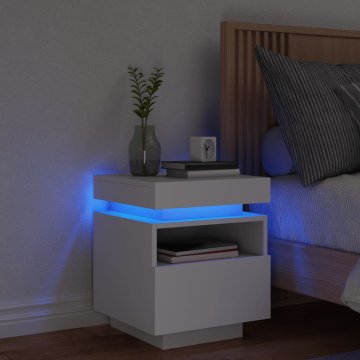 Vidaxl vidaXL Nočna omarica z LED lučko bela 40x39x48,5 cm