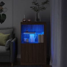 Vidaxl Stranska omarica z LED lučkami rjavi hrast inženirski les