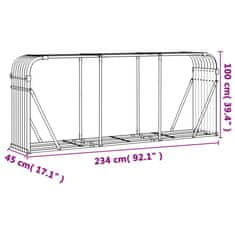 Vidaxl Nosilec za polena antraciten 234x45x100 cm pocinkano jeklo